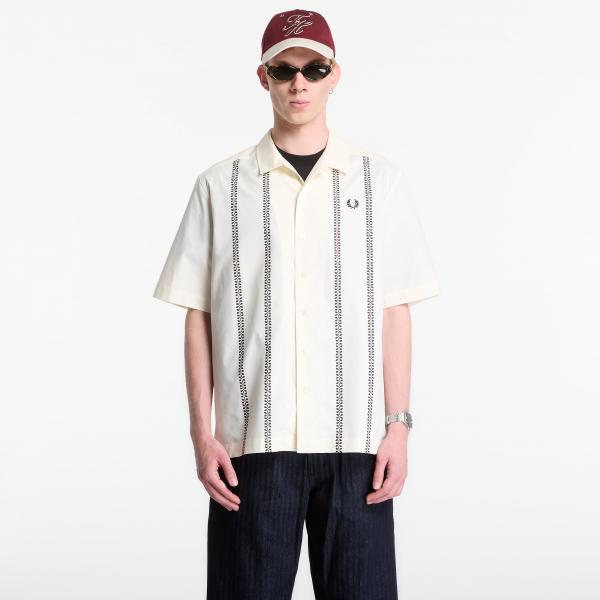 Košile Fred Perry Placement Print Revere Shirt Ecru L