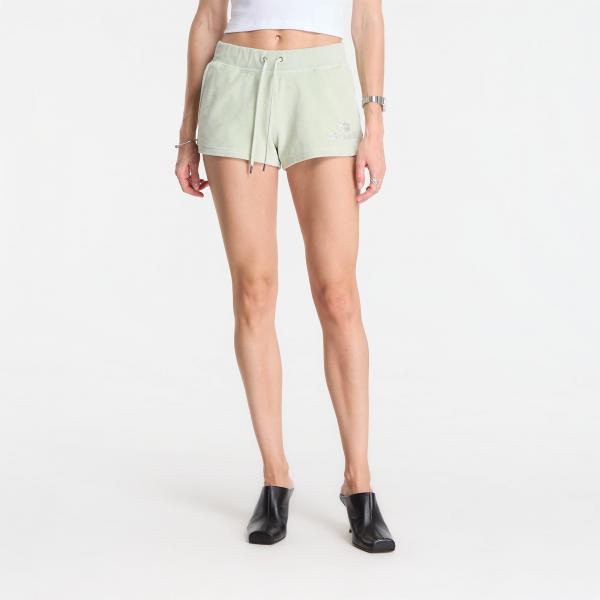 Šortky Sporty & Rich Juicy Script Velour Short Sage M