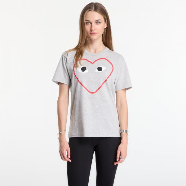 Tričko Comme des Garçons PLAY T-Shirt Logo Print Knit UNISEX Top Gray XS