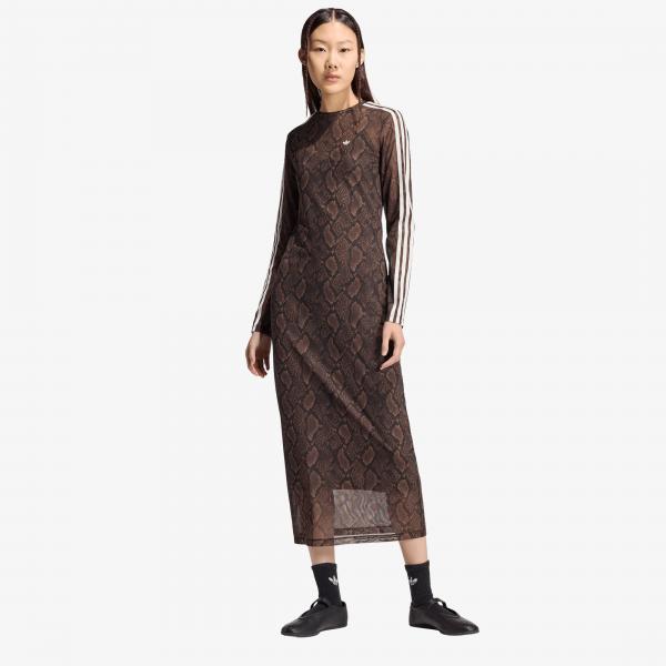 Šaty adidas Snake Print Maxi Dress Earth Strata/ Aurora Coffee S