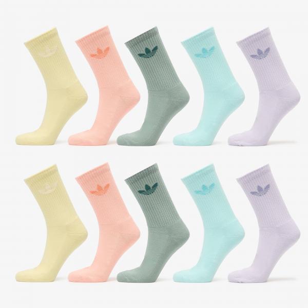 Ponožky adidas Trefoil Crew Socks 10-Pack Silver Green/ Glow Pink/ Semi Flash Aqua L