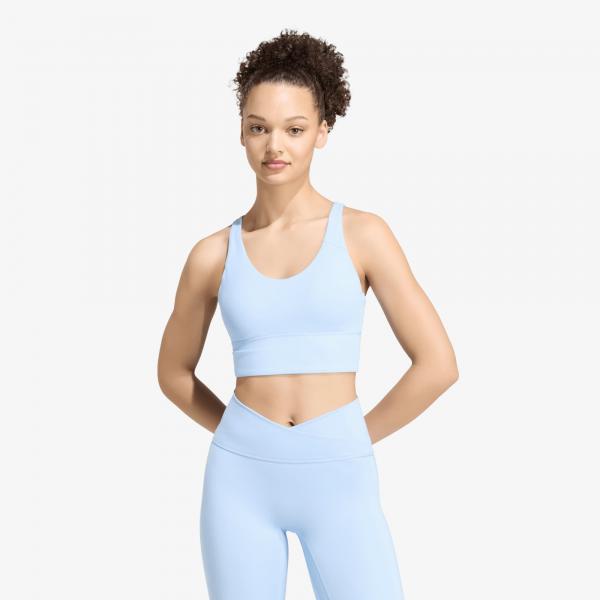 Podprsenka adidas 3 Stripes Studio All Me Light Support Bra Glow Blue M