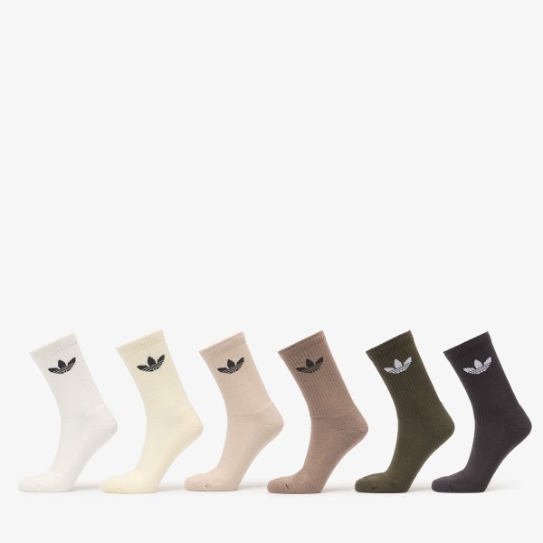 Ponožky adidas Trefoil Crew Sock Cushion 6-Pack Cloud White M