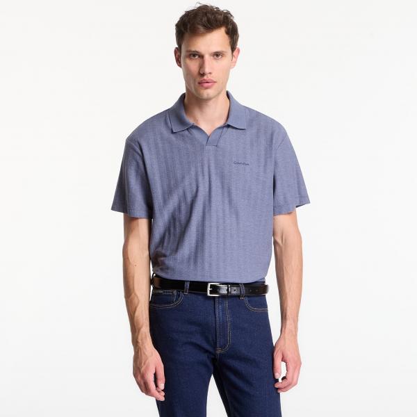 Tričko Calvin Klein Ss Easy Vertical Stripe Textured Polo Blue Nomad L