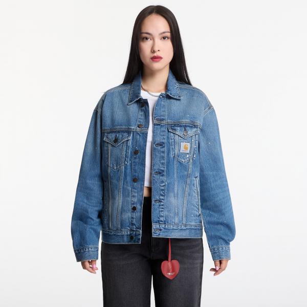 Bunda Carhartt WIP Helston Jacket UNISEX Blue Destroy Wash, Splatter XL