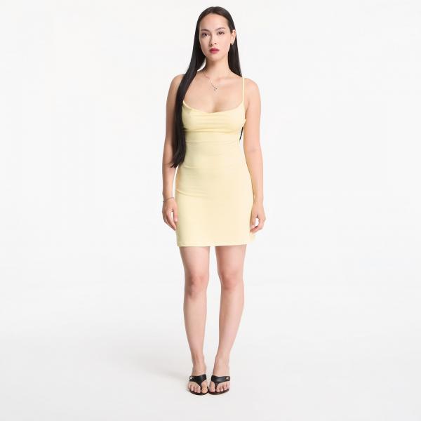 Šaty Urban Classics Mini Waterfall Neckline Dress Pale Yellow L