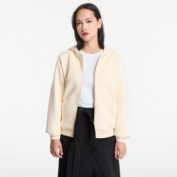 Mikina Urban Classics Fluffy Zip Hoody White Sand XS