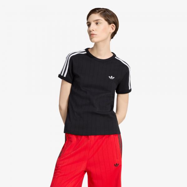 Tričko adidas Pinstripe Short Sleeve Slim Tee Black/ White/ Grey Two S