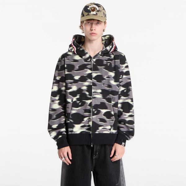 Mikina A BATHING APE Screen Camo Shark Relaxed Fit Full Zip Hoodie Black UNISEX XXL