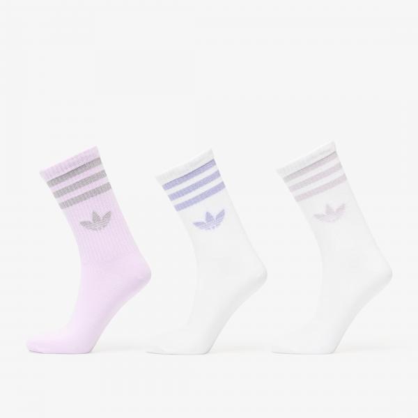 Ponožky adidas 3 Stripes Glitter Crew Socks 3-Pack White/ Ice Lavender L