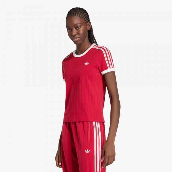 Tričko adidas Pinstripe Short Sleeve Slim Tee Team Victory Red/ White/ Team Victory Red L