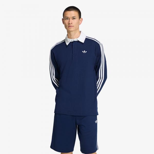Tričko adidas 3-Stripes Rugby Longsleeve Polo Night Indigo L