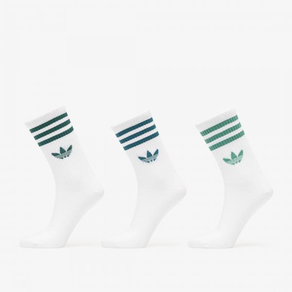 Ponožky adidas 3 Stripes Crew Socks 3 Pairs White/ Rich Green/ Collegiate Green M