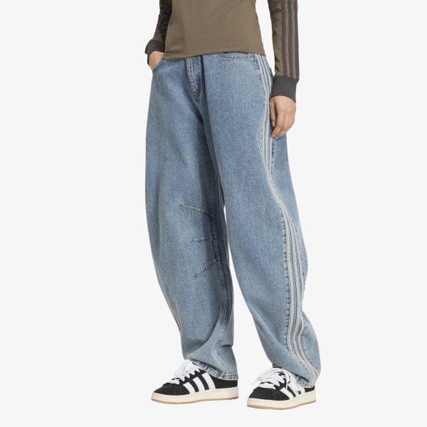 Kalhoty adidas High Rise Barrel Leg Denim Jeans Worn Blue Denim 28/32