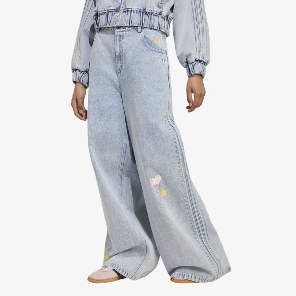 Džíny adidas x Care Bears Care Bear High Rise Wide Leg Denim Pant Clear Sky 26/32