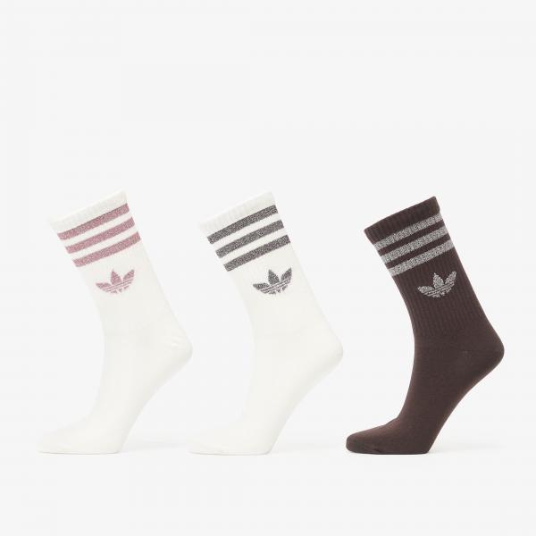 Ponožky adidas 3 Stripes Glitter Crew Socks 3-Pack Off White/ Aurora Coffee XS