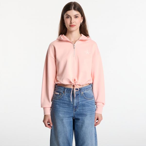 Mikina Calvin Klein Jeans Ls Monologo Terry Cropped Tie Hoodie Peachy Day S