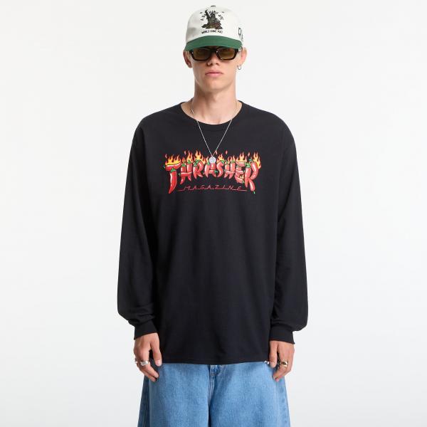 Tričko Thrasher Fuego Longsleeve Black XL