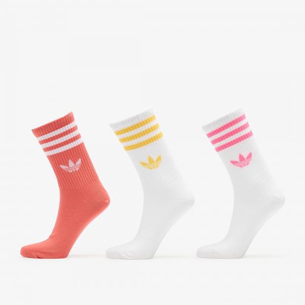 Ponožky adidas 3-Stripes Crew Socks 3-Pack White/ Lucid Pink/ Preloved Scarlet S