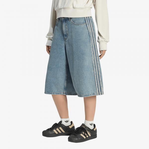 Šortky adidas Mid Rise Denim Jorts Worn Blue Denim 2
