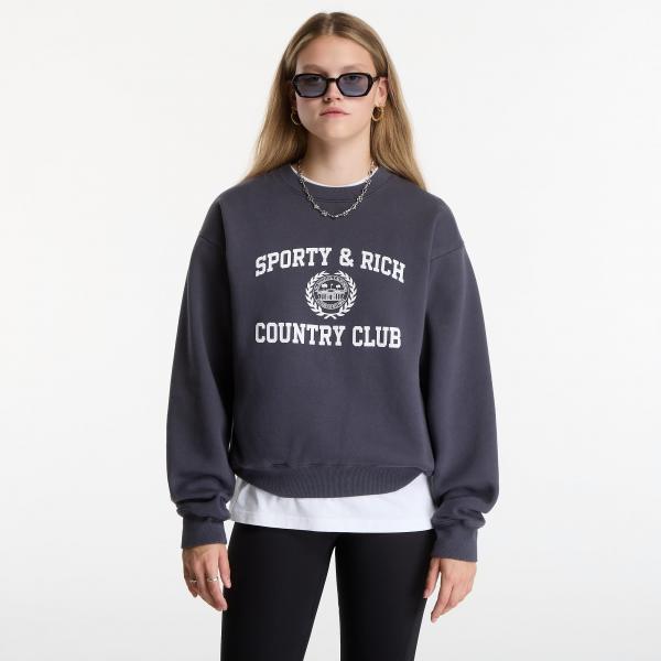 Mikina Sporty & Rich Varsity Crest Crewneck UNISEX Carbon XL
