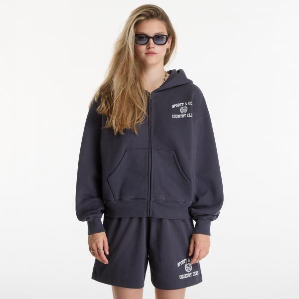 Mikina Sporty & Rich Varsity Crest Zip Hoodie UNISEX Carbon XS