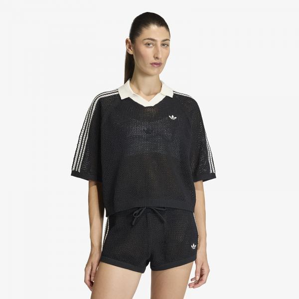 Tričko adidas Knitted Crochet Polo Black M