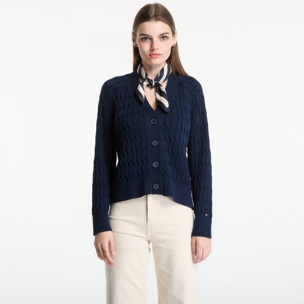 Svetr Tommy Hilfiger Mid Gg Cable V-Nk Ls Cardigan Dark Night Navy L