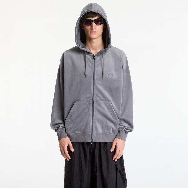Mikina Y-3 Velvet Zip Hoodie Dark Grey XS