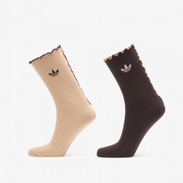 Ponožky adidas Ruffle Crew Socks 2 Pairs Magic Beige/ Aurora Coffee M