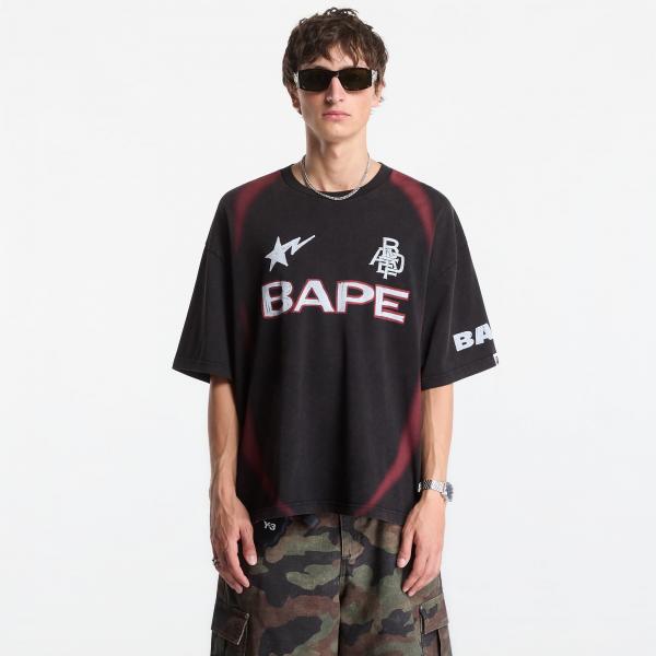 Tričko A Bathing Ape Heavy Wash Hand Draw Football Multi Logo Relaxed Fit Tee UNISEX Black S