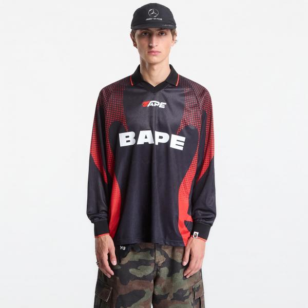 Dres A Bathing Ape Ape Flame Monogram Jacquard Logo Relaxed Fit Football Jersey UNISEX Black M