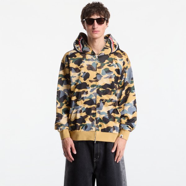 Mikina A Bathing Ape Sta Over Print 1st Camo Mesh Shark Cropped Fit Full Zip Hoodie UNISEX Yellow XL