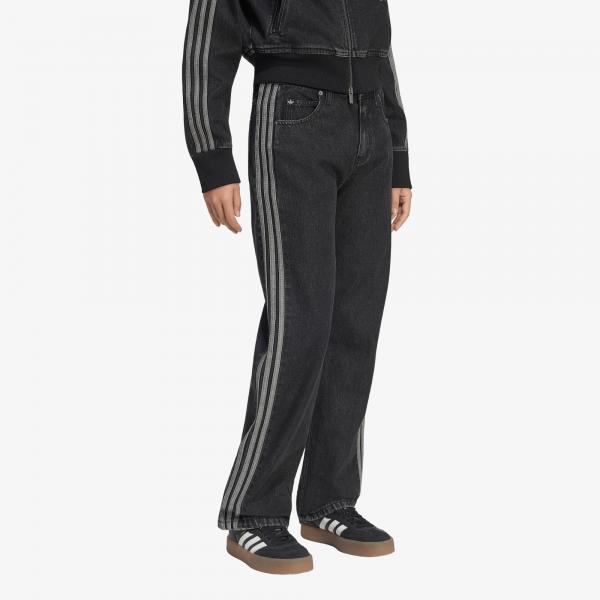 Džíny adidas Firebird Mid Rise Straight Denim Pant True Black Denim 27/30