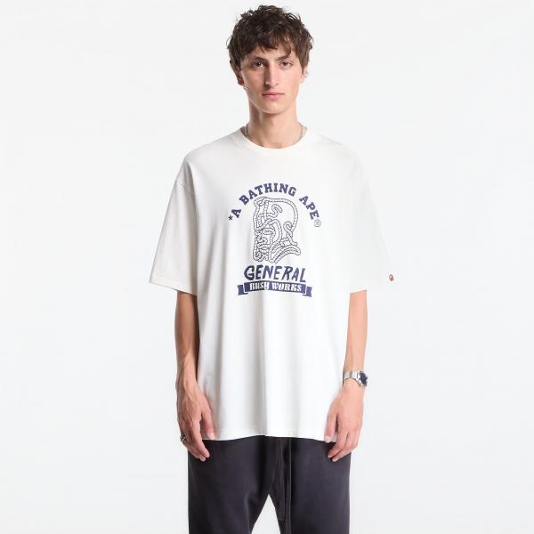 Tričko A Bathing Ape Ape General College Relaxed Fit Tee UNISEX Ivory S