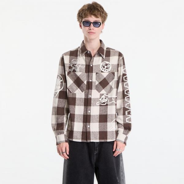Košile Billionaire Boys Club Icecream Multi Logo Check Ls Shirt Brown XL