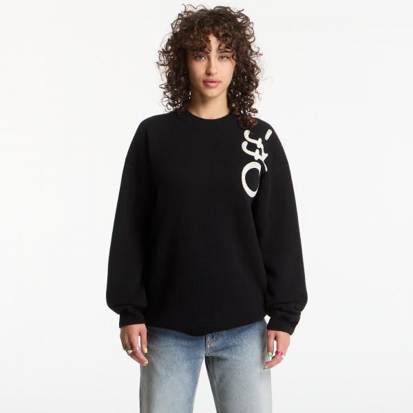 Svetr Off-White Vertical Bookish Knit Crew UNISEX Black Ivory L