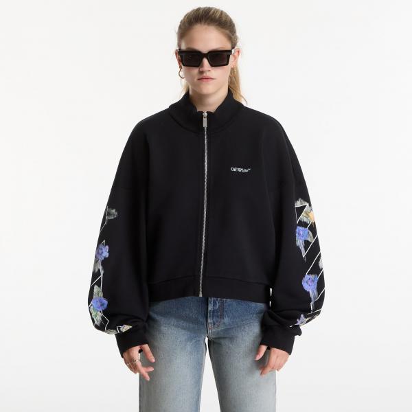 Mikina Off-White Emb Arrow Out Flower Reg Zipup Black Balsam Green S