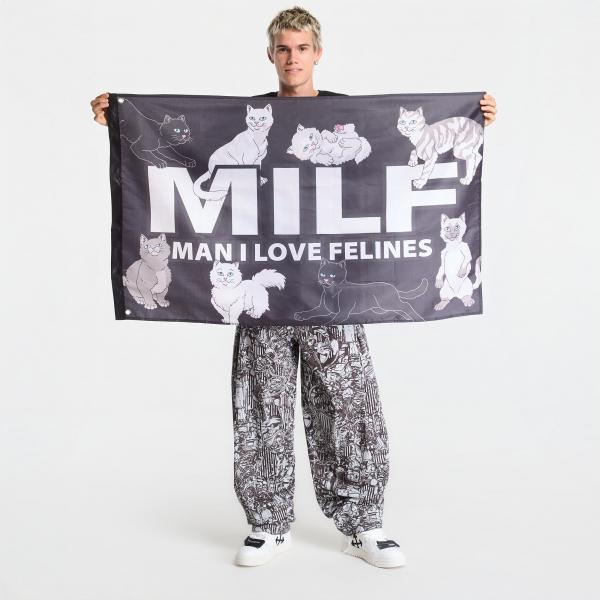 RIPNDIP Man I Love Felines Flag Black Universal