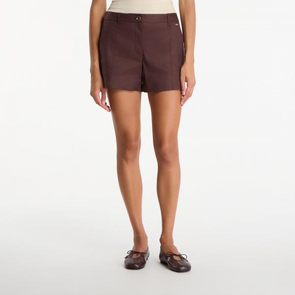 Šortky GUESS Isabeau Linen Short Regal Brown XS