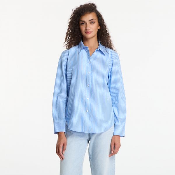 Košile Calvin Klein Yarndye Cotton Poplin Regular Shirt Angel Hair Stripe Marina Brilliant S