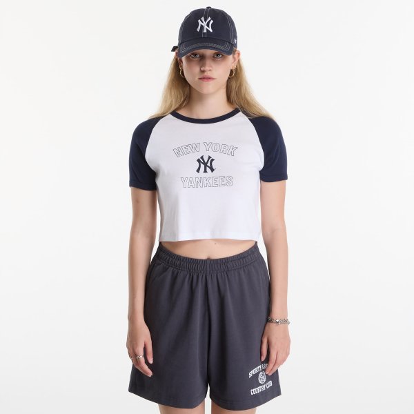 Tričko Sporty & Rich Yankees Arch Baby Baseball Tee White/ Dark Navy S