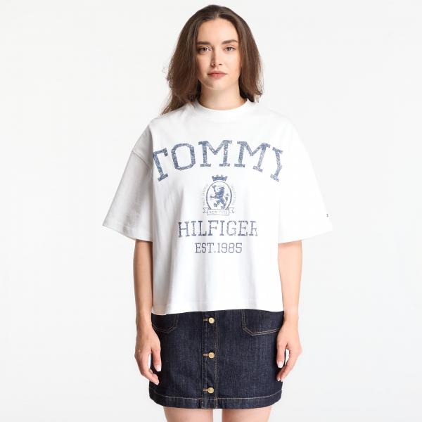 Tričko Tommy Hilfiger Varsity Crest Rlx Ss T-Shirt Ecru L