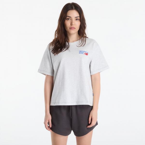 Tričko New Balance Athletics Premium Logo Hip Length Relaxed T-Shirt Ash Heather Multi S