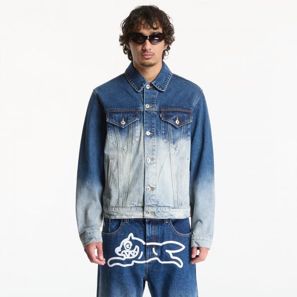 Bunda Billionaire Boys Club Icecream Fade Out Running Dog Denim Trucker Jacket Mid Wash Blue XL