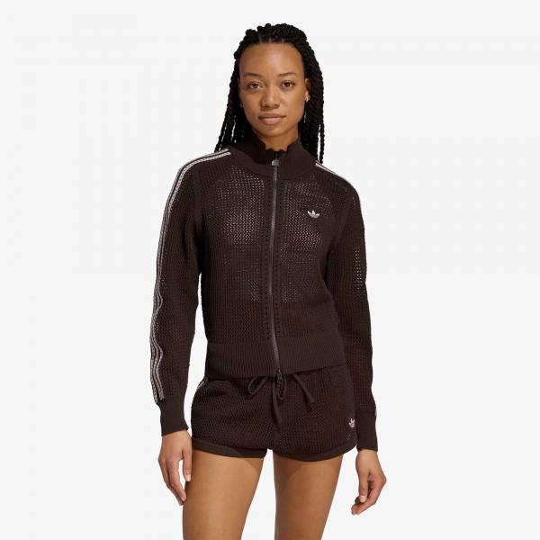 Mikina adidas Knitted Crochet Firebird Track Top Aurora Coffee S