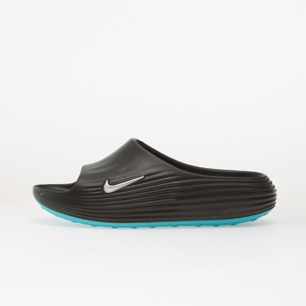 Boty Nike ReactX Rejuven8 Men's Slides Black/ Metallic Silver-Gamma Blue 6