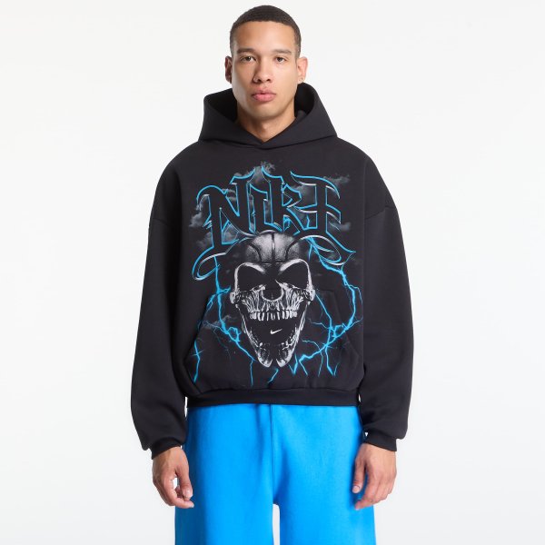 Mikina Nike Standard Issue Men's Brushed Pullover Basketball Hoodie Black/ Lt Current Blue/ Pale Ivory L