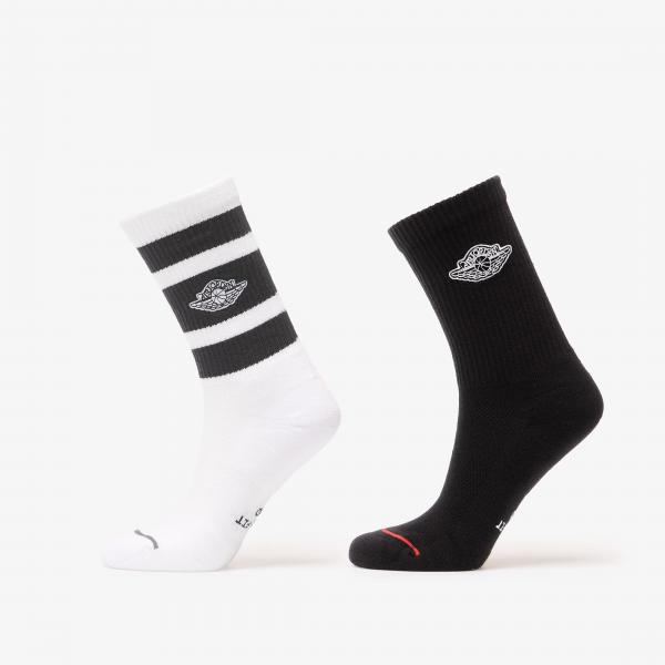 Ponožky Jordan Everyday Elevated Crew Socks 2-Pack White/ Black/ White XL