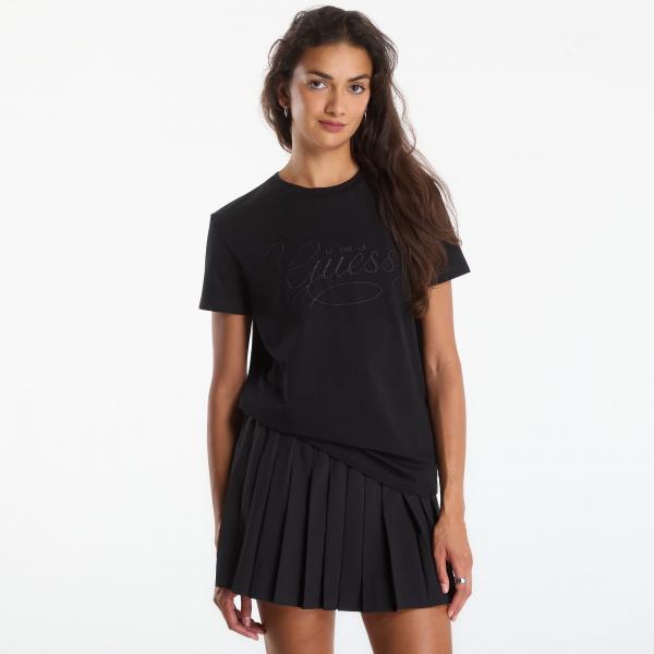 Tričko GUESS Syrma Cn Ss T-Shirt Jet Black M